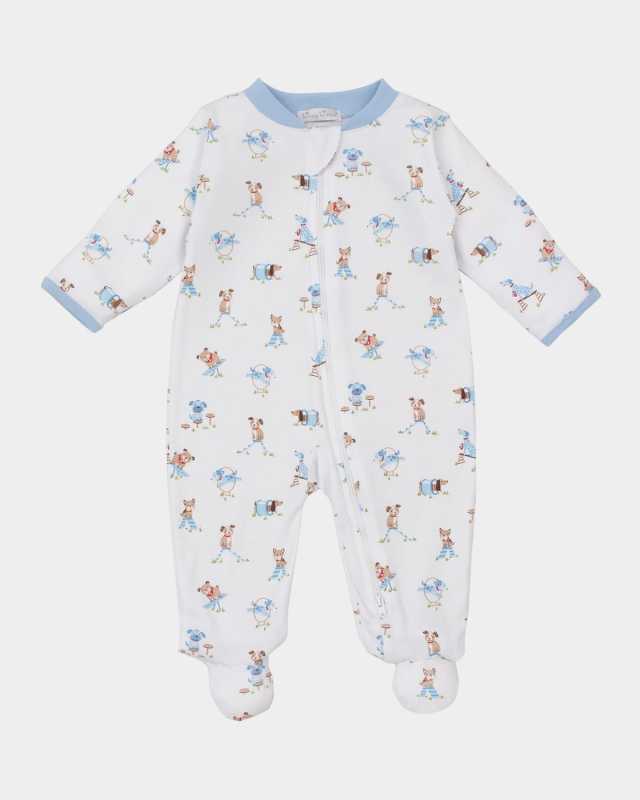 Boy's Playground Pups Zip Footie, Size Newborn-9M